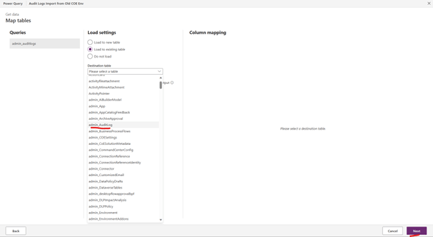 Image showing destination Dataverse table in the target environment for migration. 